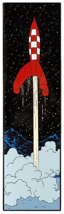Hergé = Tintín, plancha esmaltada "Série lune" : E