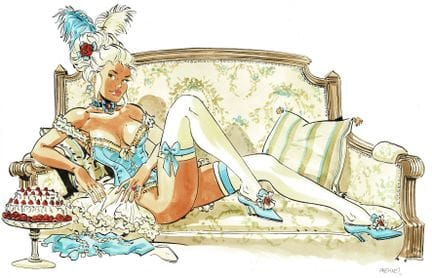 Félix Meynet = «Babette en su sofá», dibujo origin