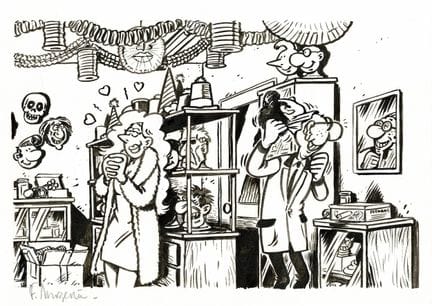 Margerin = La tienda de máscaras, dibujo original 