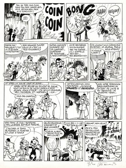 Attanasio = Espaguetis, lámina original en tinta c