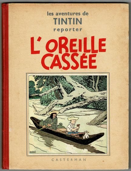Tintín = «La oreja rota», edición original en blan