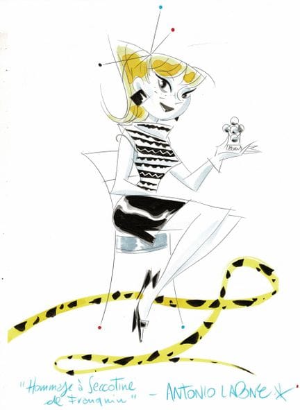 Antonio Lapone = «Seccotine», dibujo original a ti