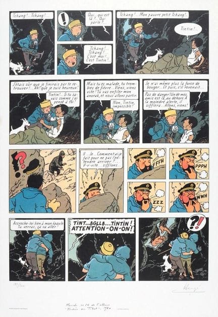Hergé = Tintín, litografía de la WWF «Tintín en el