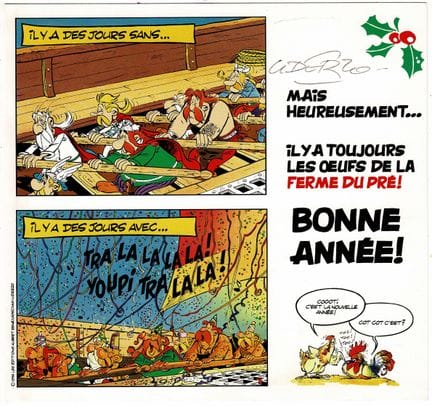 Uderzo = Astérix, tarjeta de felicitación de 1995 