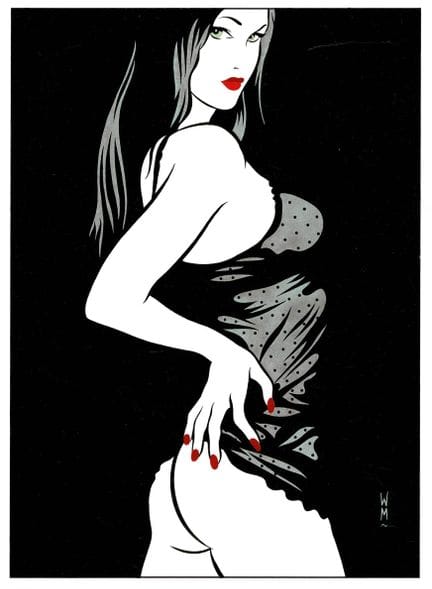 Walter Minus = Pin-Up, dibujo original a tinta chi