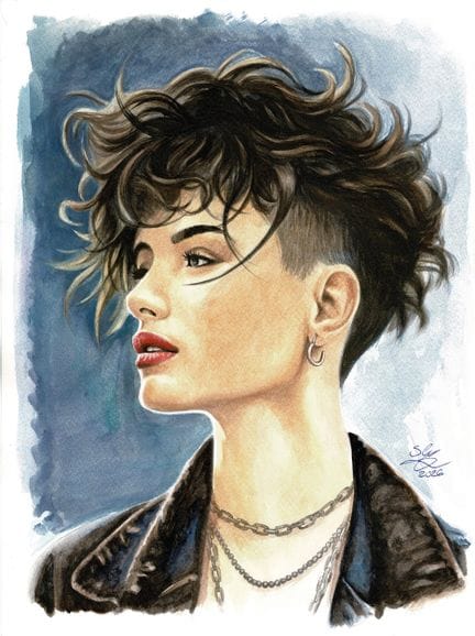 Sly = Pin-Up, dibujo original a tinta china y acua