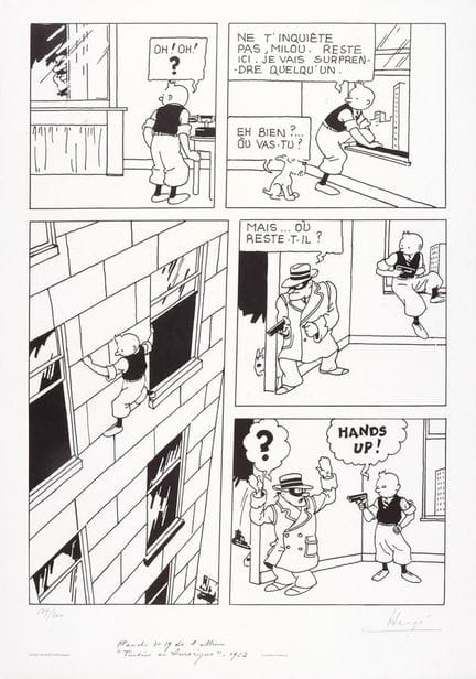 Hergé = Tintín, litografía de la WWF «Tintín en Am