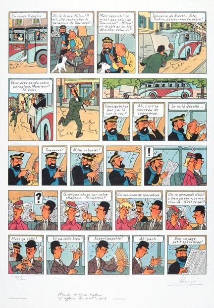 Hergé = Tintín, litografía de la WWF «El caso Tour