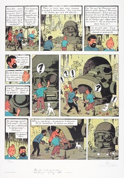 Hergé = Tintín, litografía de la WWF «Vuelo 714 a 