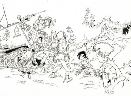 Mazel = Dibujo humorístico a tinta china sobre el 