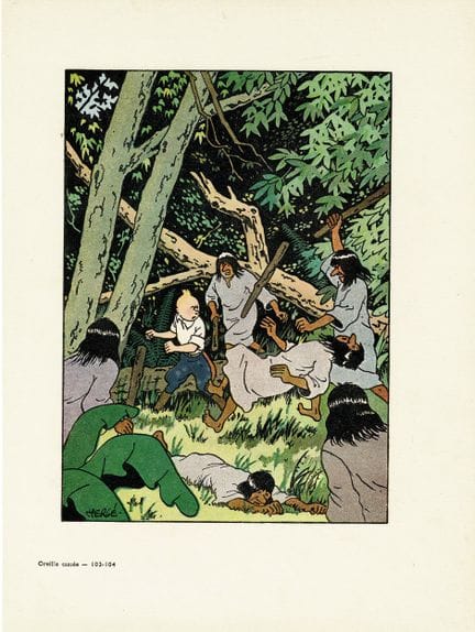 Tintín = L'Oreille Cassée, los 4 off-textos origin