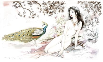 Grenson = La mujer y el pavo real, dibujo original