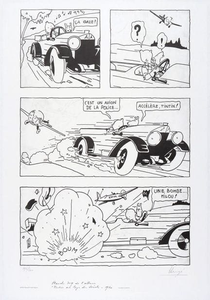 Hergé = Tintín, litografía de la WWF «Tintín en el