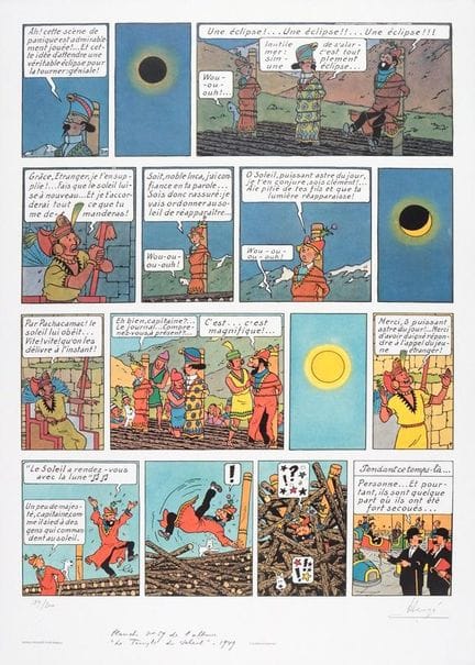 Hergé = Tintín, litografía de la WWF «El templo de