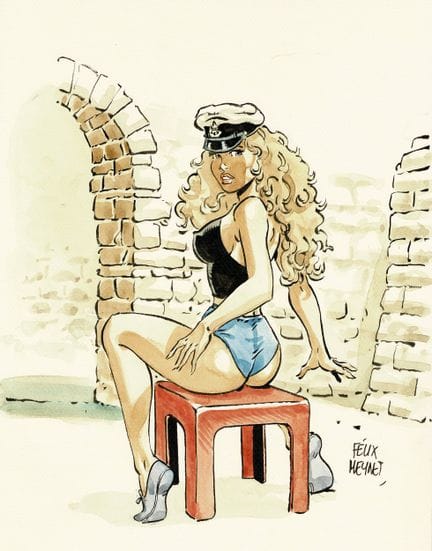 Félix Meynet = Homenaje a Manara, dibujo original 