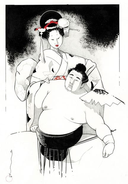 Michetz = Geisha, dibujo original de gran formato 