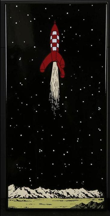 Hergé = Tintín, placa esmaltada "Série lune" : El 