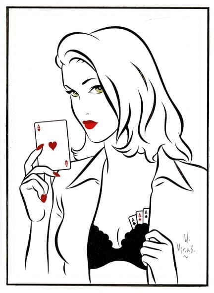 Walter Minus = Pin-Up, dibujo original a tinta chi