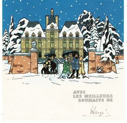 Hergé = Tintín, tarjeta de felicitación de 1966: T