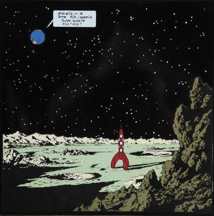 Hergé = Tintín, placa esmaltada "Série lune": El a