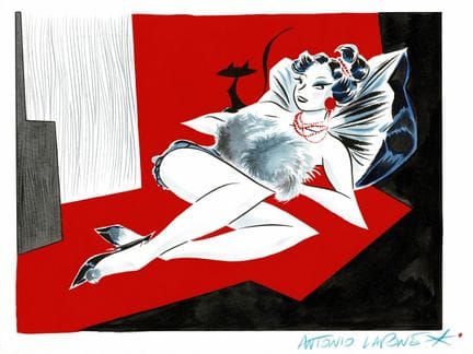 Antonio Lapone = Pin-Up, dibujo original a tinta c