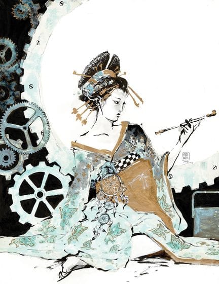 Natsusaka = Geisha, dibujo original de gran format