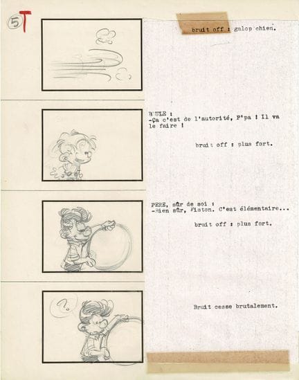 Roba = Boule et Bill, Story board con dibujos a lá