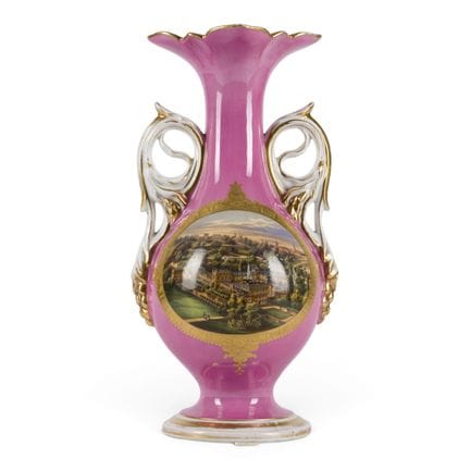 A PORCELAIN VASE WITH A VIEW OF A CASTLE Russian, 