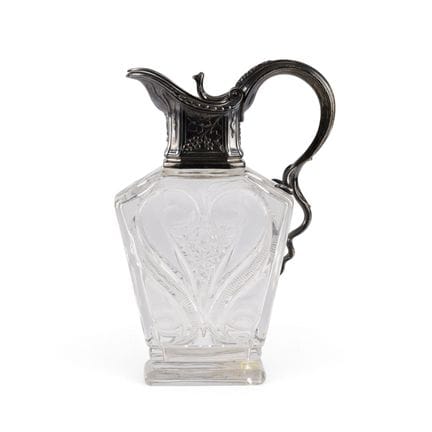 A CUT-GLASS GLASS DECANTER WITH SILVER MOUNT Circa