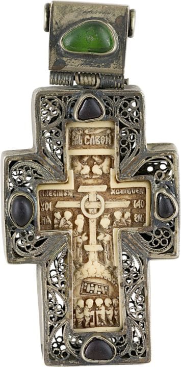 A PECTORAL CROSS SHOWING THE CROSS OF GOLGOTHA AND