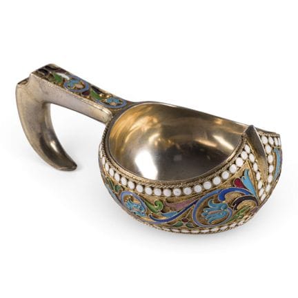 A SILVER-GILT AND CLOISONNÉ ENAMEL KOVSH Russian, 