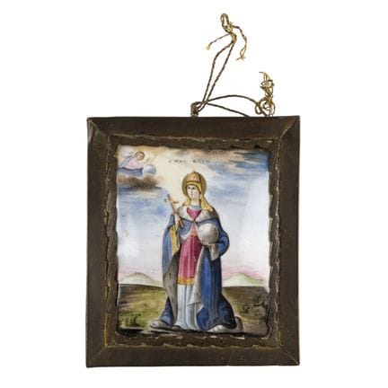 A LARGE ENAMEL ICON (FINIFT) SHOWING ST. OLGA Russ