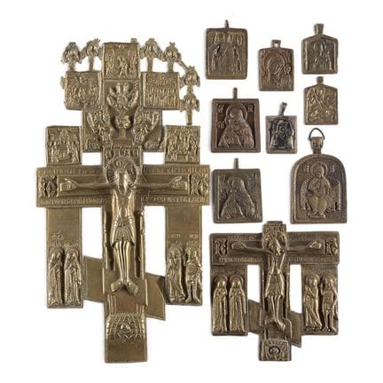 A COLLECTION OF TEN ICONS DEPICTING CRUCIFIXES, IM