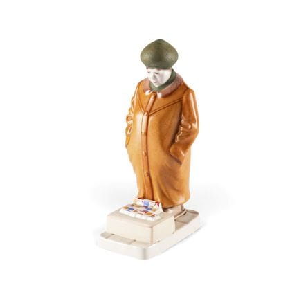 A PORCELAIN FIGURE 'CIGARETTE VENDOR' Russian, Mos