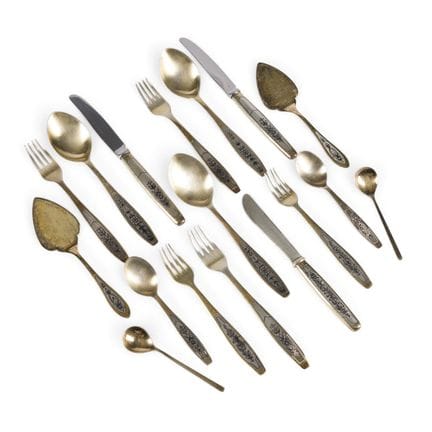A 46-PIECE SILVER AND NIELLO FLATWARE SERVICE Sovi