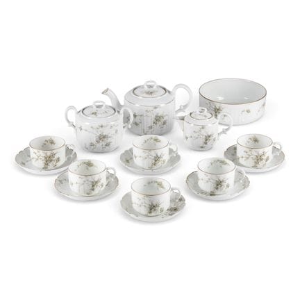 16-Piece Porcelain Tea Service with Floral Decor; 