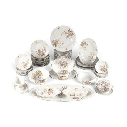 54-Piece Porcelain Dinner Service with Floral Deco