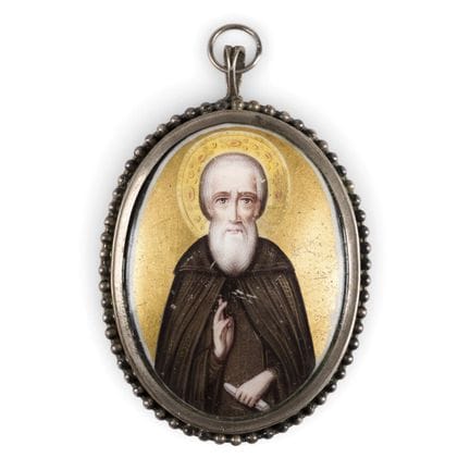 A FINIFT ENAMEL SHOWING SAINT SERGIUS OF RADONEZH 