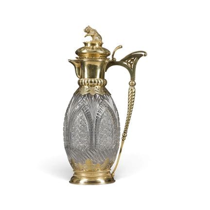 A FINE SILVER-MOUNTED CUT-GLASS DECANTER Russian, 