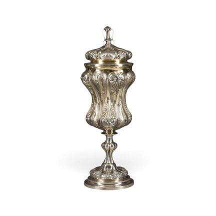 A LARGE SILVER-PARCEL GILT CUP WITH COVER Russian,