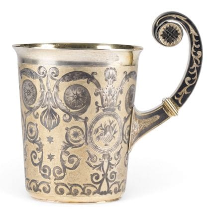 A VERY FINE PARCEL-GILT AND NIELLO BEAKER WITH SCR