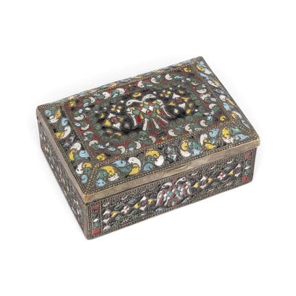 CAJITA DE ESMALTE CLOISONNÉ CON ÁGUILA BICEPHALA. 