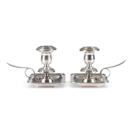 A PAIR OF SILVER CHAMBER CANDLESTICKS Polish, Wars