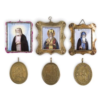 A COLLECTION OF THREE ENAMEL ICONS (FINIFTI) AND T