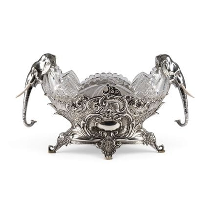 A VERY LARGE SILVER-MOUNTED CUT-GLASS JARDINIÈRE W