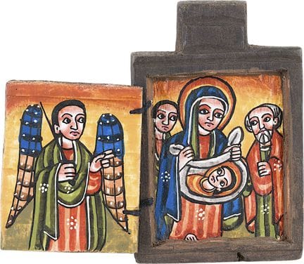 COPTIC DIPTYCH SHOWING THE ADORATION OF CHRIST 20t
