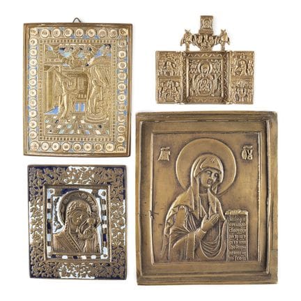 A COLLECTION OF FOUR BRASS ICONS DEPICTING ANNUNCI
