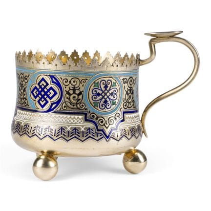 A FINE SILVER-GILT AND CHAMPLEVÉ ENAMEL TEA-GLASS 