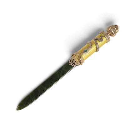 A SILVER-GILT AND GUILLOCHÉ ENAMEL LETTER OPENER W