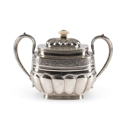 A LARGE SILVER COVERED SUGAR BOWL* Russian, St. Pe